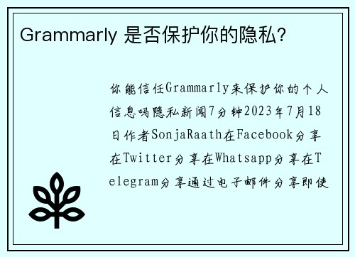 Grammarly 是否保护你的隐私?